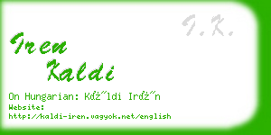 iren kaldi business card